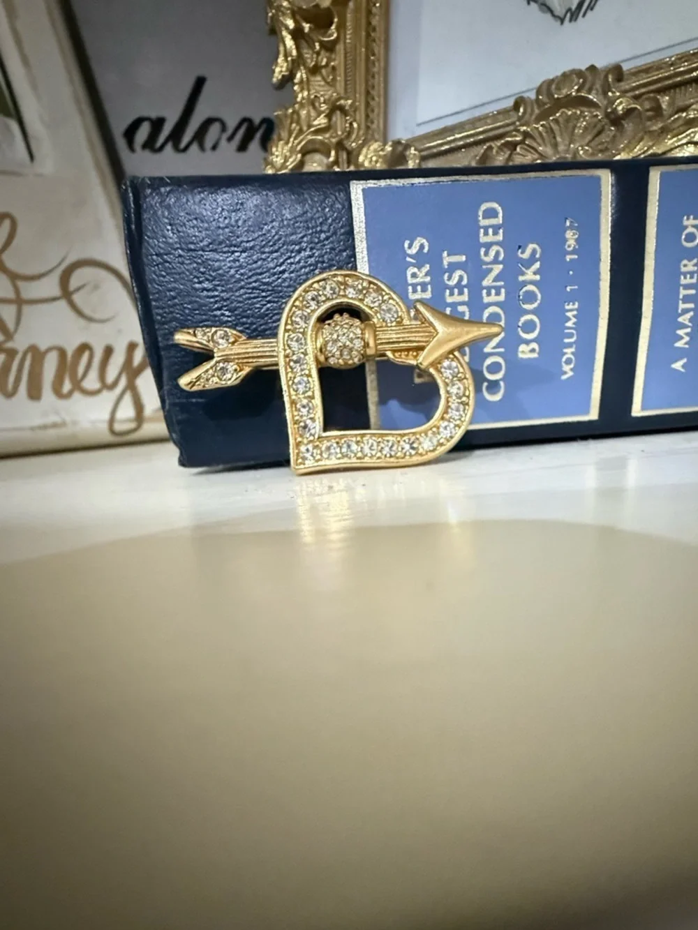 Swarovski Gold Plated Crystal Heart and Arrow Brooch